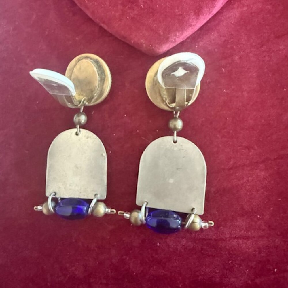 Vintage Ayala Barr Silver Tone Clip Earrings - Picture 5 of 5
